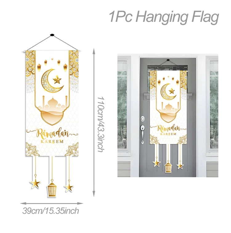 Eid Mubarak Decor Banner 2025 Kareem Ramadan Decor for Home Ramadan Mubarak Hanging Flag Islamic Muslim Party Decor Eid Al Adha