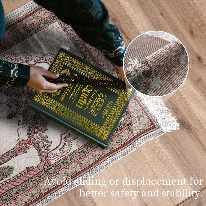 1PC Muslim Prayer Mat Non-slip Soft Floor Blanket Carpet Islamic Portable Travel Prayer Rug Ramadan Mats Tassel Tapestry