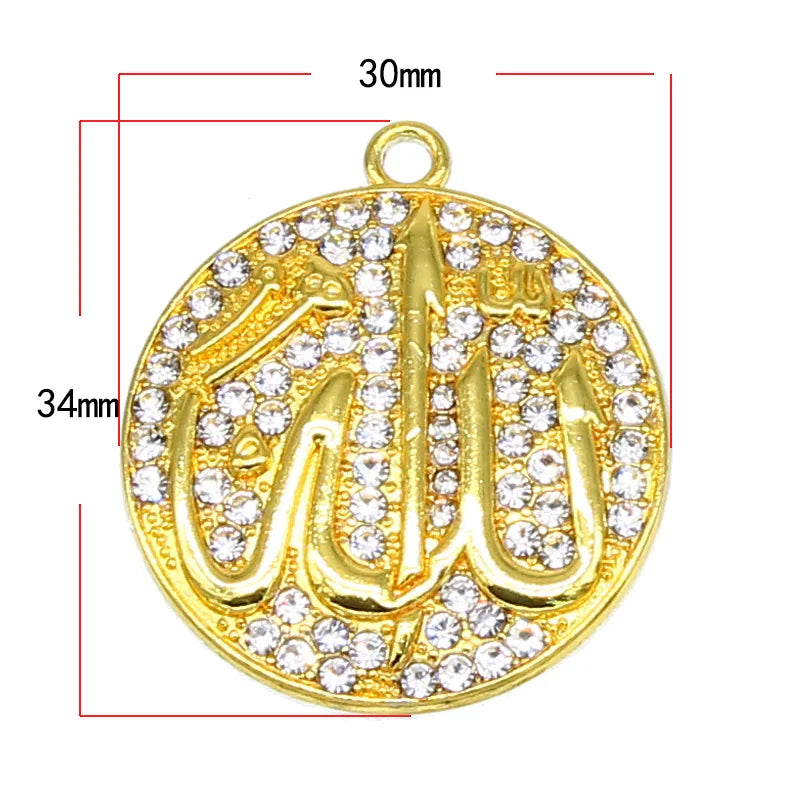 6pcs Arabian Lady Golden Muslim Islamic God Allah Charm Pendant Necklace Accessories Jewelry Ramadan DIY Gift