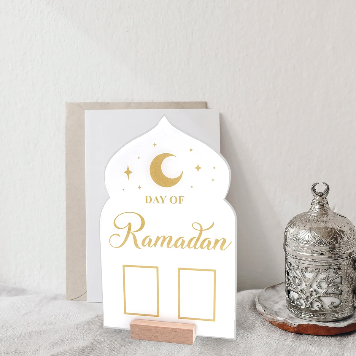 2025 Reusable Acrylic Ramadan Calendar Board with Wooden base Pen Eid Advent Day Table Ornaments Islam Muslim Eid Al-Fitr gift