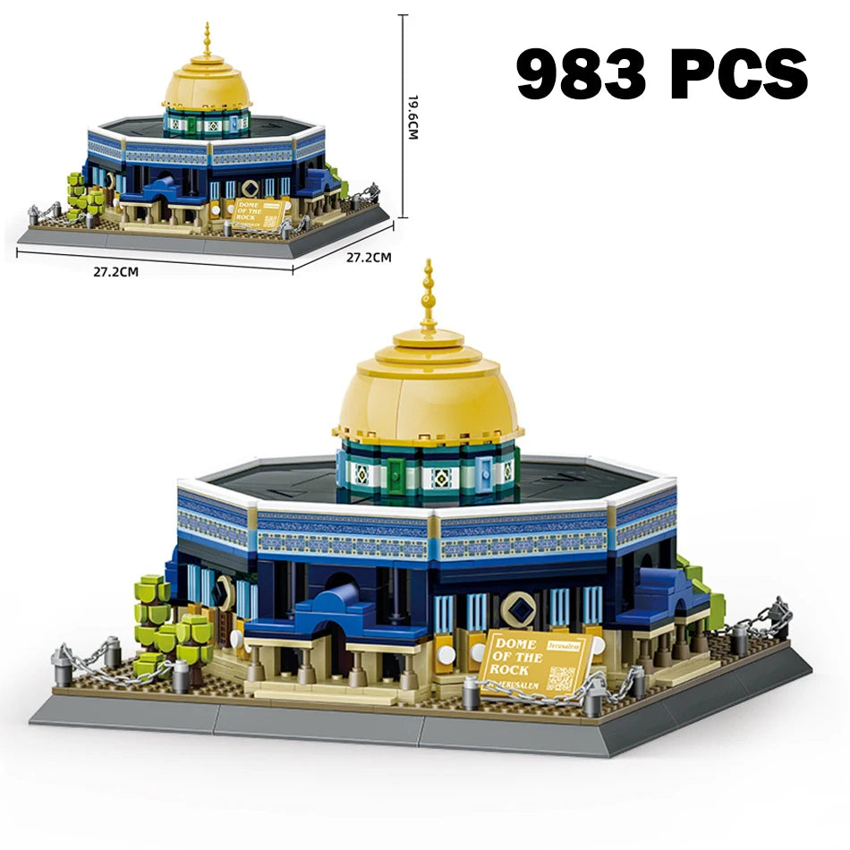 MOC World Famous Architecture Mecca Mosque Kaaba Model Street View Building Blocks Construction Assembly Bricks Toys Kids Gifts