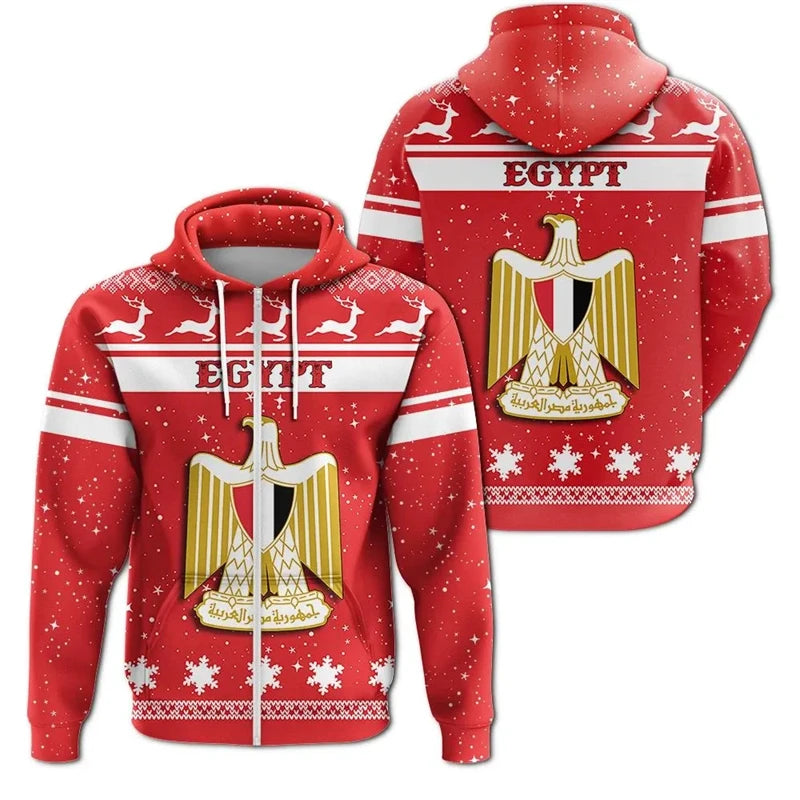 Egypt Flag Map Graphic Sweatshirts EG Egyptian National Emblem Zip Up Hoodie For Men Clothes Casual Male Hoody Sports Pullovers