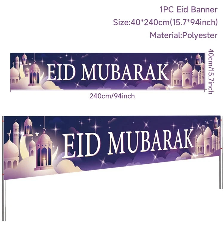 Eid Mubarak Outdoor Banner Flag Ramadan Kareem Banner Ramadan Decoration For Home 2025 Islamic Muslim Party Happy Eid Al Adha