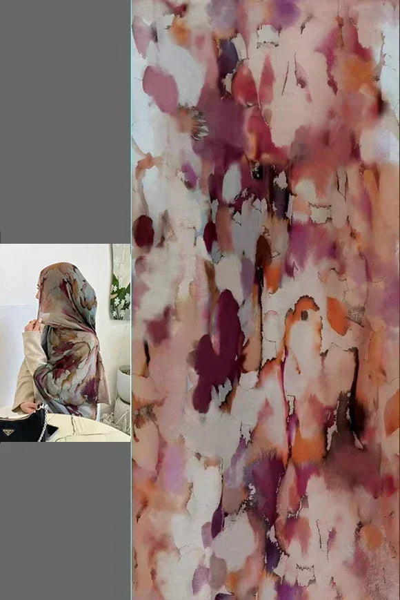 Hot Sale Watercolour Floral Printed Cotton Hijab Scarf Woman Muslim Hijab Shawls Lady Cotton Rayon Viscose Turban Bandana