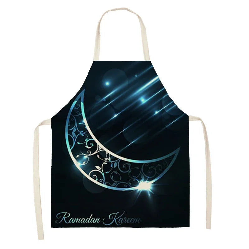 Chef's Apron Eid Mubarak Printed Home Cooking Baking waist Cloth Muslim Ramadan Karim Kitchen  47X38CM 68X55CM