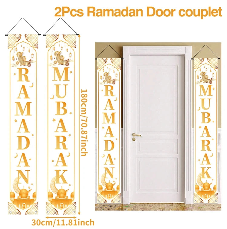 Eid Mubarak Door Banner Ramadan Decoration 2025 for Home Mubarak Ramadan Kareem Islamic Muslim Party Decor  Eid Al Adha Gifts