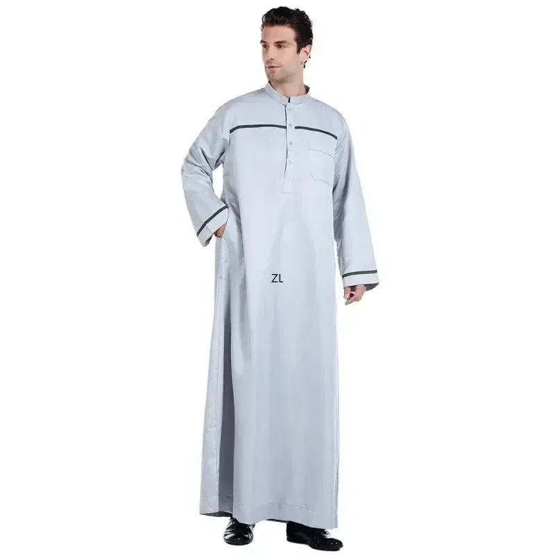 Ramadan Muslim Men Jubba Thobe Long Dress Islamic 2025 Eid Prayer Abaya Robe Saudi Arabia Djellaba Kaftan Dubai Worship Service