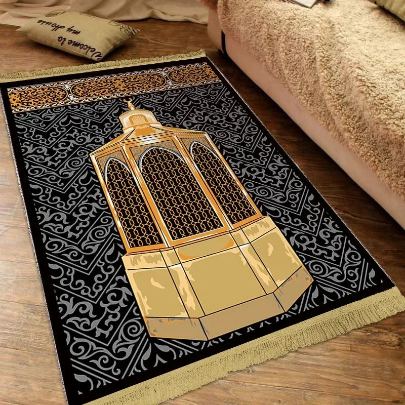 Muslim Carpet Thick Non-slip Prayer Rug Tapete with Tassel Islamic Mat Blanket Portable Home Decoration Qibla Blanket S/M/L