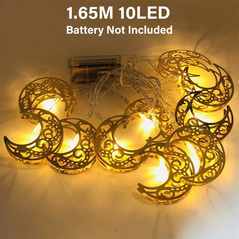 Eid Mubarak Moon Star Light String Ramadan Decoration 2025 for Home Muslim Islam Party Decor Ramadan Garland Light Al-Fitr Gifts