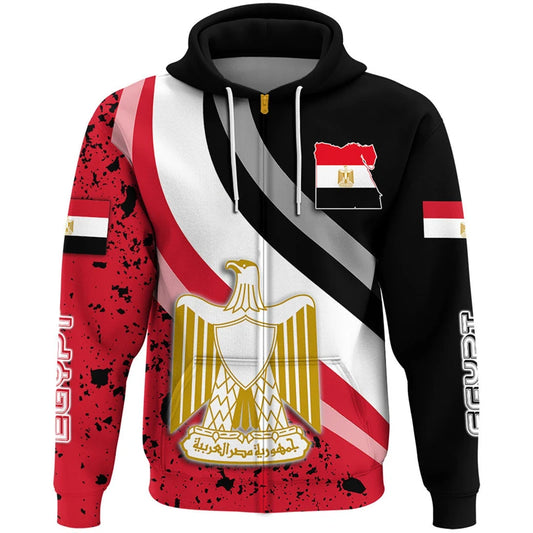 Egypt Flag Map Graphic Sweatshirts EG Egyptian National Emblem Zip Up Hoodie For Men Clothes Casual Male Hoody Sports Pullovers