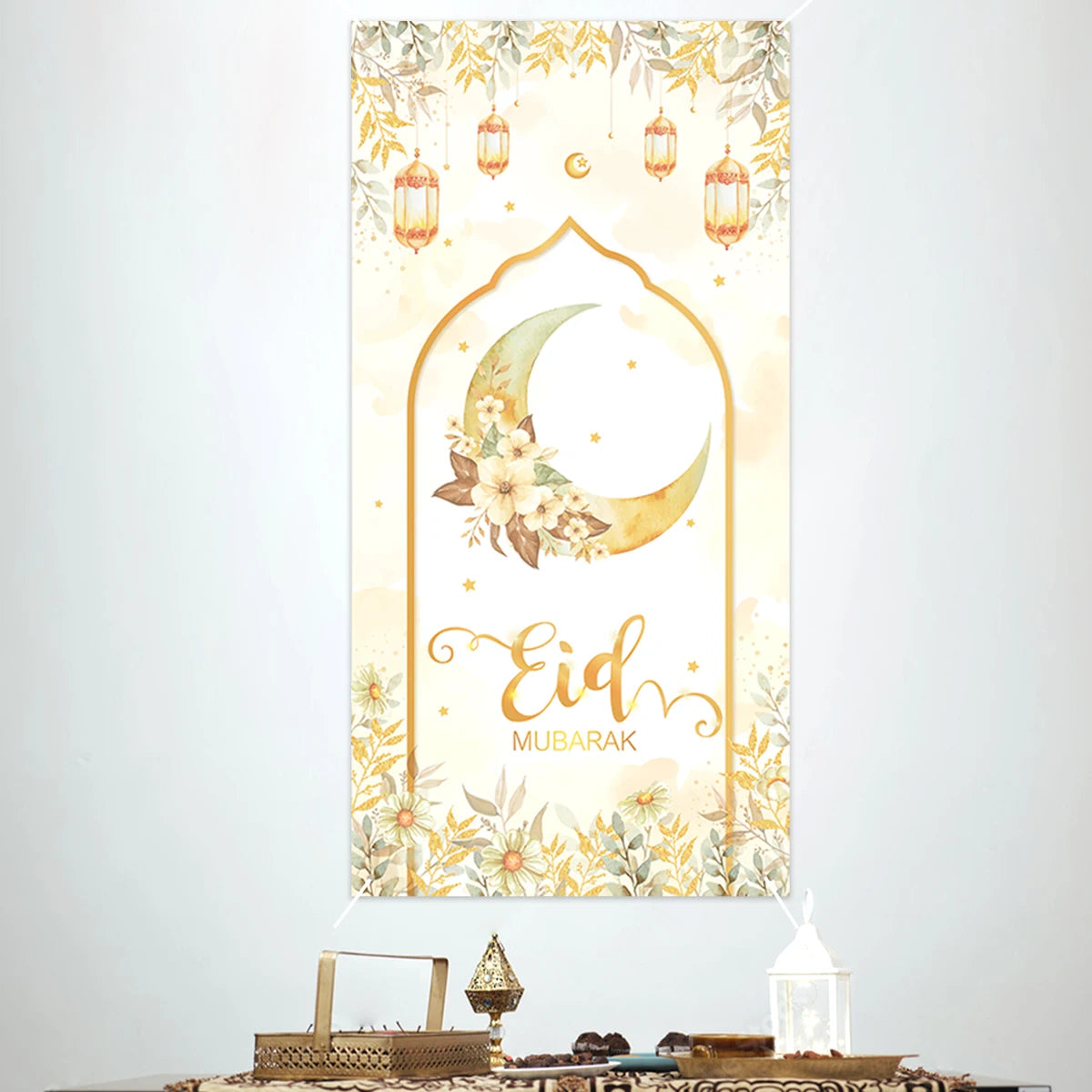 Eid Mubarak Decor Banner 2025 Kareem Ramadan Decor for Home Ramadan Mubarak Hanging Flag Islamic Muslim Party Decor Eid Al Adha