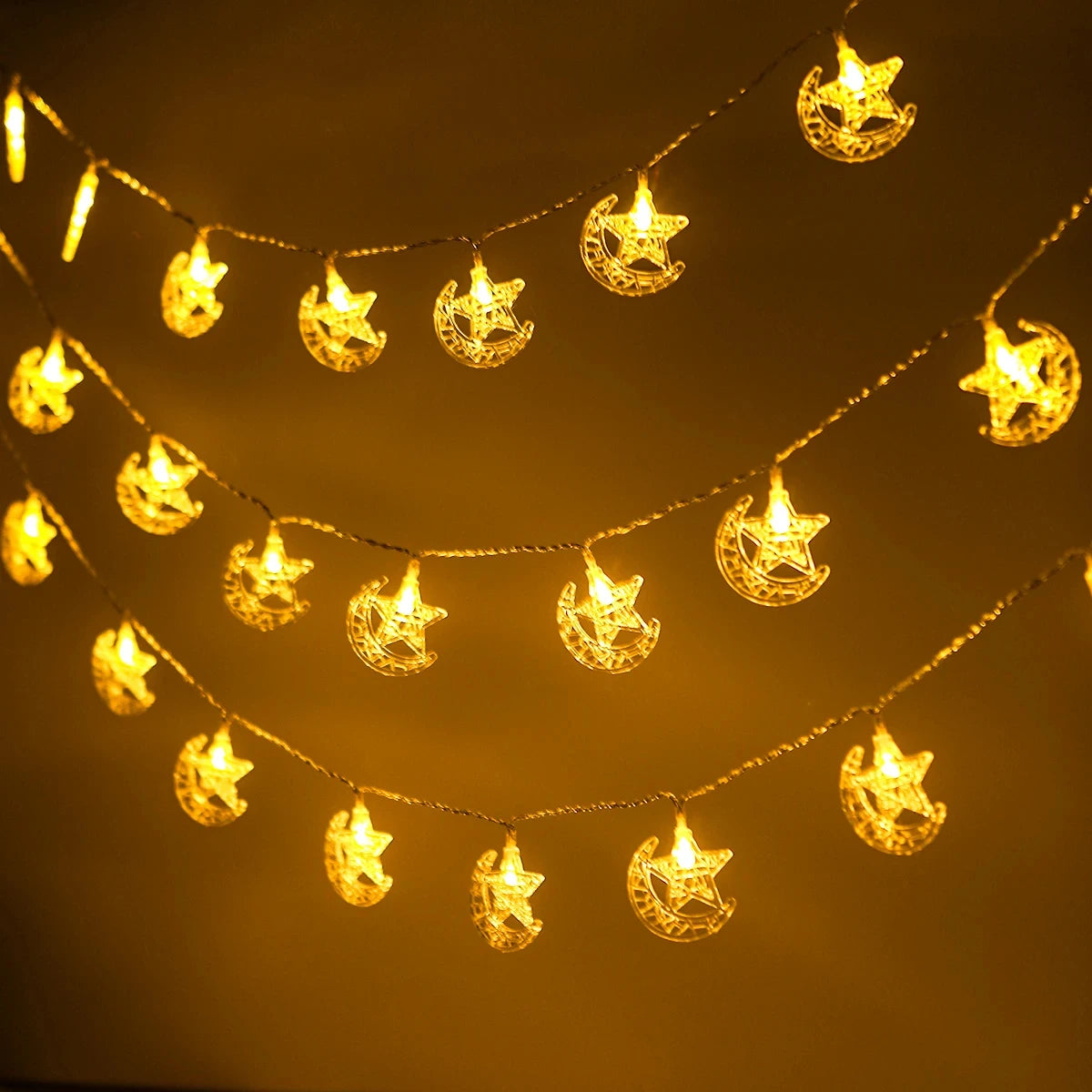 Moon Star Eid Mubarak String Light 2024 Ramadan Decoration For Home Ramadan Kareem Islam Muslim Party Decor Eid Al Adha Gifts