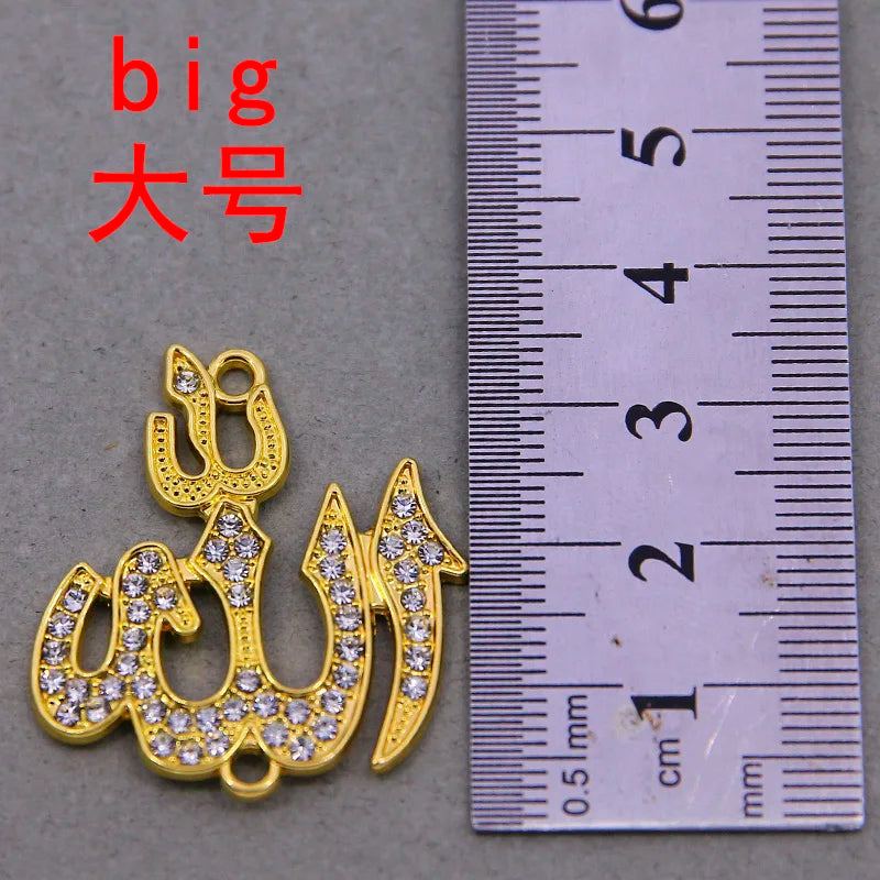 6pcs Arabian Lady Golden Muslim Islamic God Allah Charm Pendant Necklace Accessories Jewelry Ramadan DIY Gift