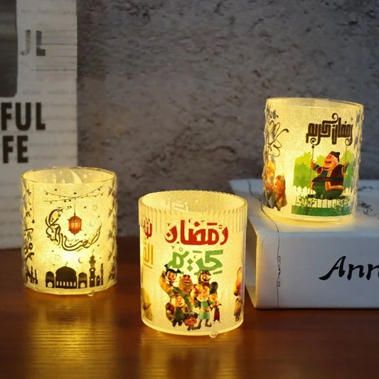 1pcs Eid Mubarak Led Candle Lantern Ramadan Kareem Decoration for Home Islamic Muslim Festival Party Favor Eid Al-Fitr Lantern