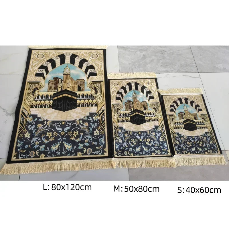 Muslim Carpet Thick Non-slip Prayer Rug Tapete with Tassel Islamic Mat Blanket Portable Home Decoration Qibla Blanket S/M/L