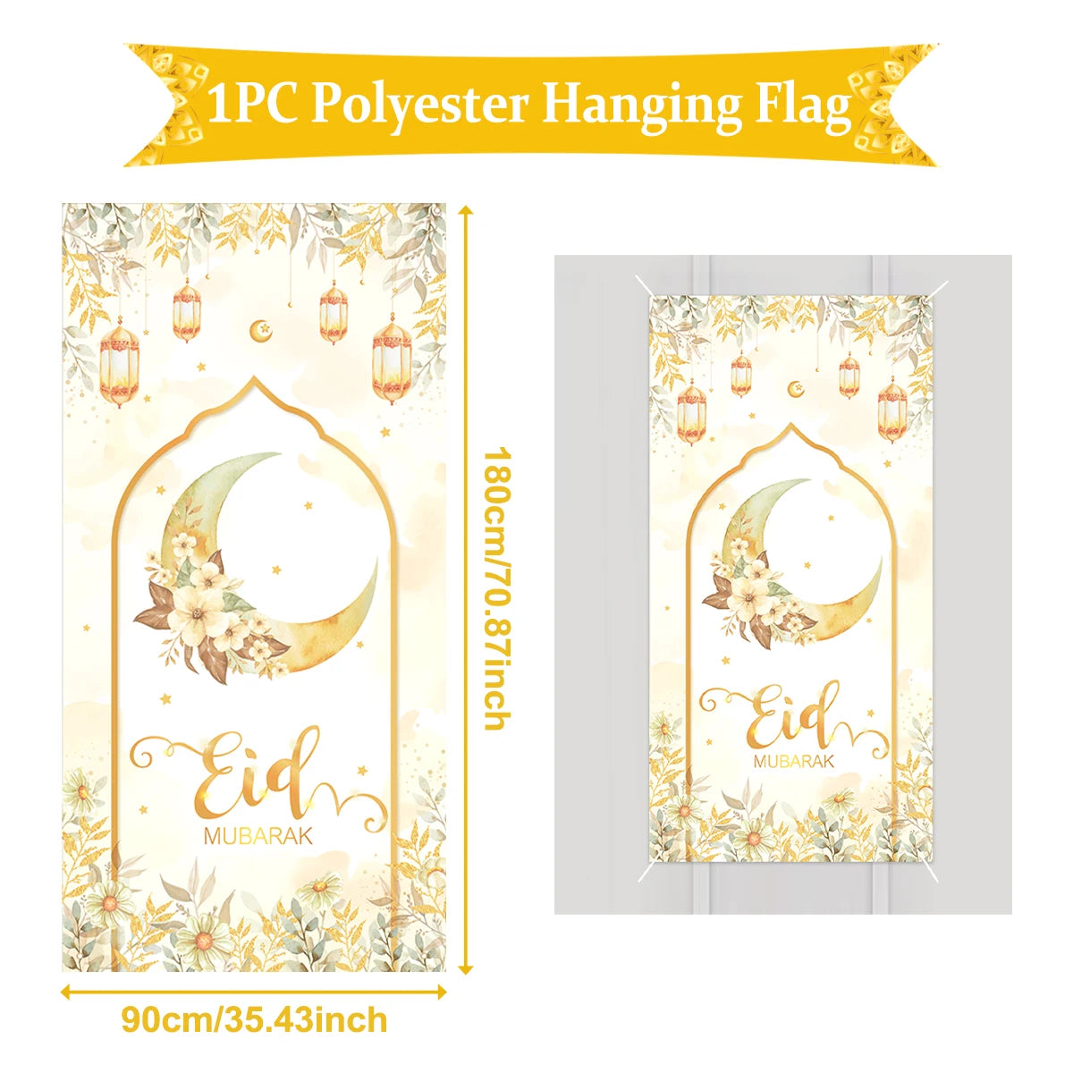 Eid Mubarak Decor Banner 2025 Kareem Ramadan Decor for Home Ramadan Mubarak Hanging Flag Islamic Muslim Party Decor Eid Al Adha