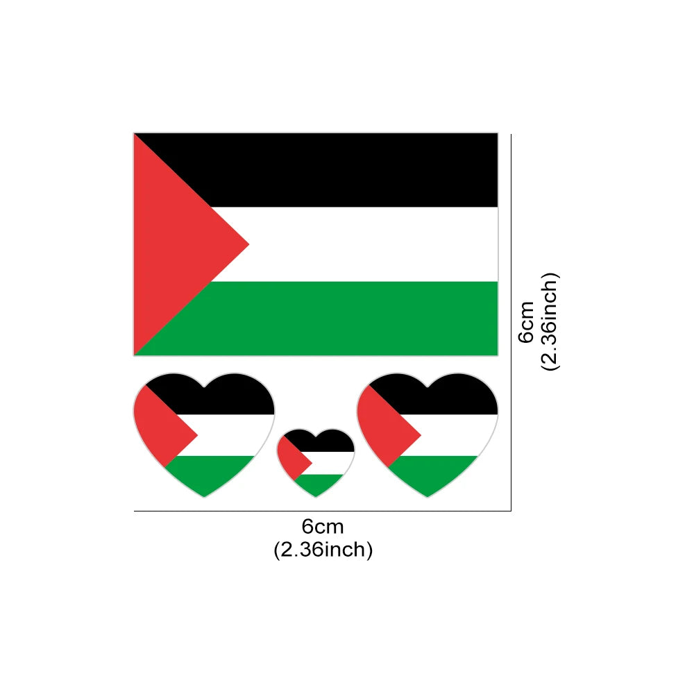 4pcs/Set Palestine Flag Heart Shaped Car Stickers Auto Motorcycle PVC Sticker Waterproof Styling Decal Car Exterior Accessories