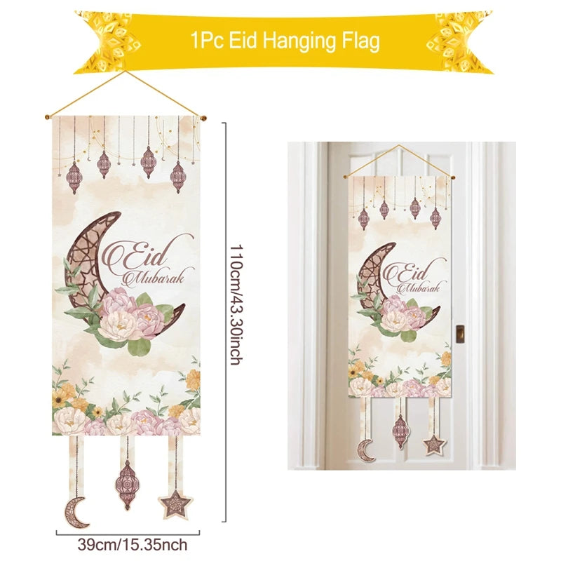 Eid Mubarak Decoration 2025 Hanging Flag Ramadan For Home Door Islamic Muslim Party Decor Ramadan Kareem Banner Eid Al Adha Gift