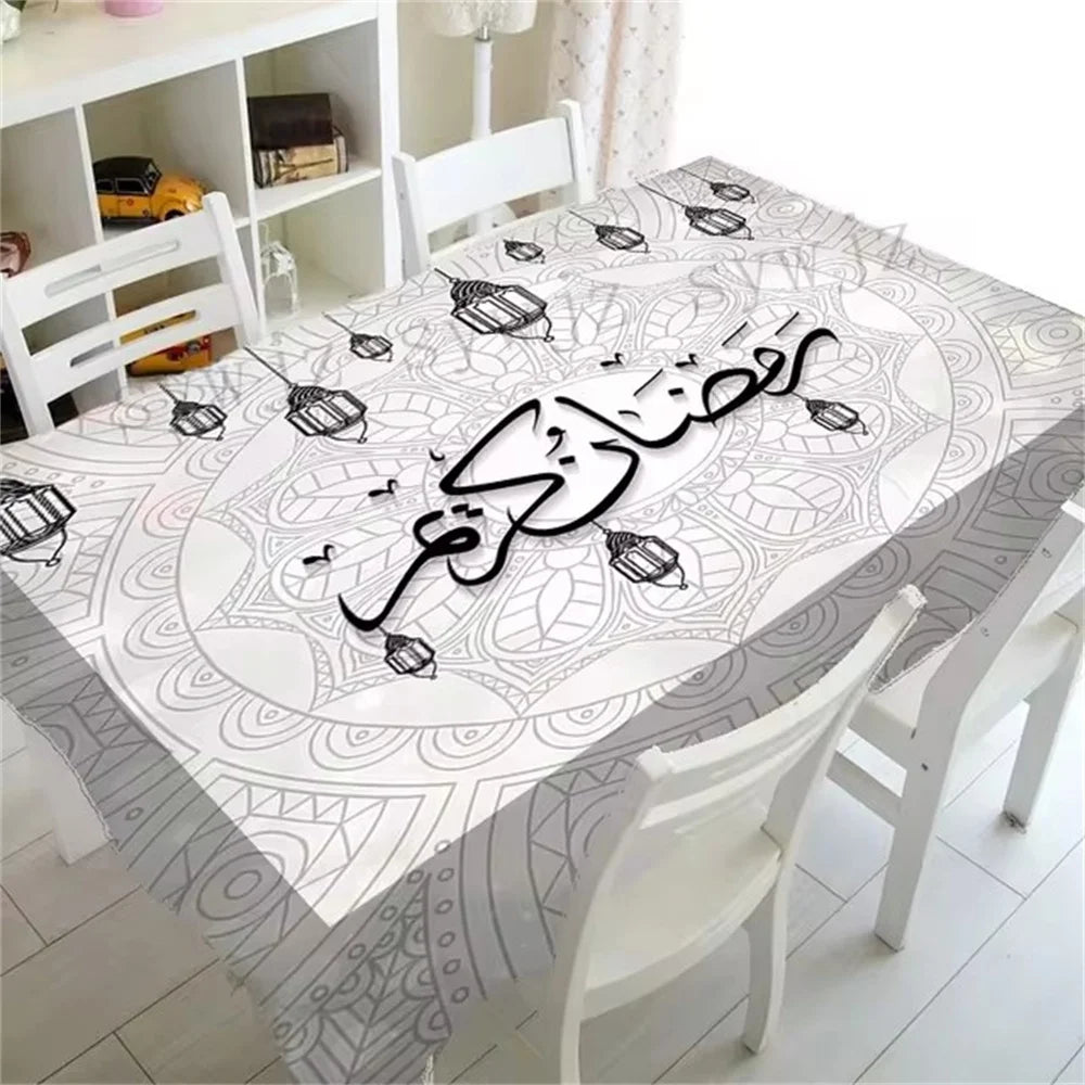 Ramadan Tablecloth Kitchen Rectangular Tablecloth Crescent Eid Home Table Accessories Muslim Mosque Festival Party Tablecloth