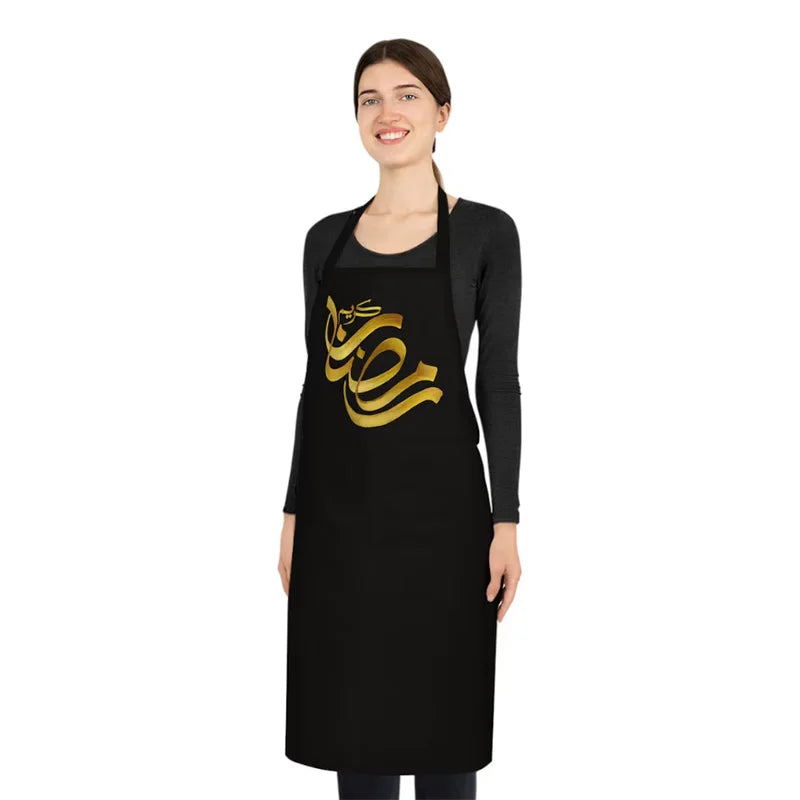 Arabic Ramadan Kareem Black  Apron Muslim Islamic Eid Al-Fitr Suhoor iftar Kitchen Decoration Eid Mubarak  Mom Wife Hostess Gift