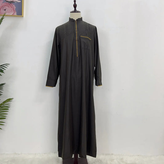 Muslim Islamic Clothing Men Jubba Thobe Buttons Long Robe Saudi Musulman Wear abaya caftan Dubai Arab T-shirt Dress Prayer New