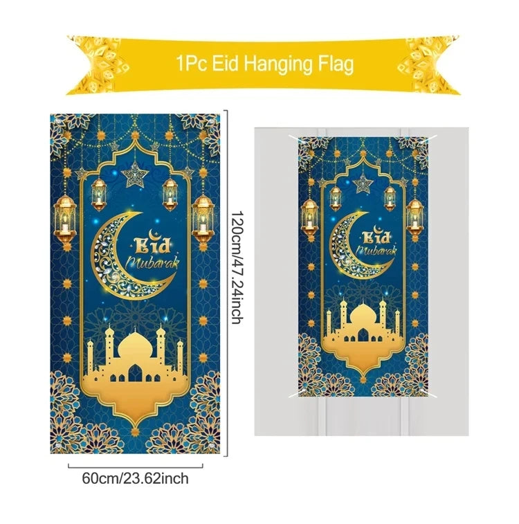 Eid Mubarak Decor Banner 2025 Kareem Ramadan Decor for Home Ramadan Mubarak Hanging Flag Islamic Muslim Party Decor Eid Al Adha