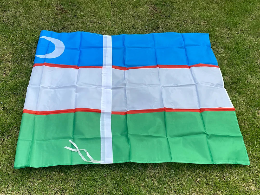 Uzbekistan Flag 3X5 FT high quality Hanging Polyester Republic of UZ National Flags 90x150cm banner for decoration