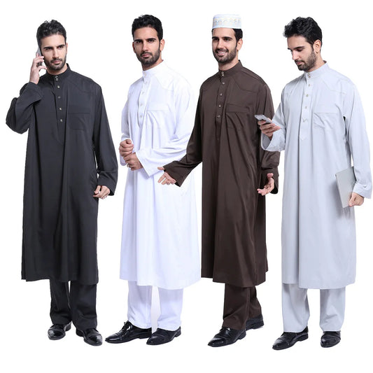 Dubai Islamic Men's Jubba Thobe 2-Piece Set