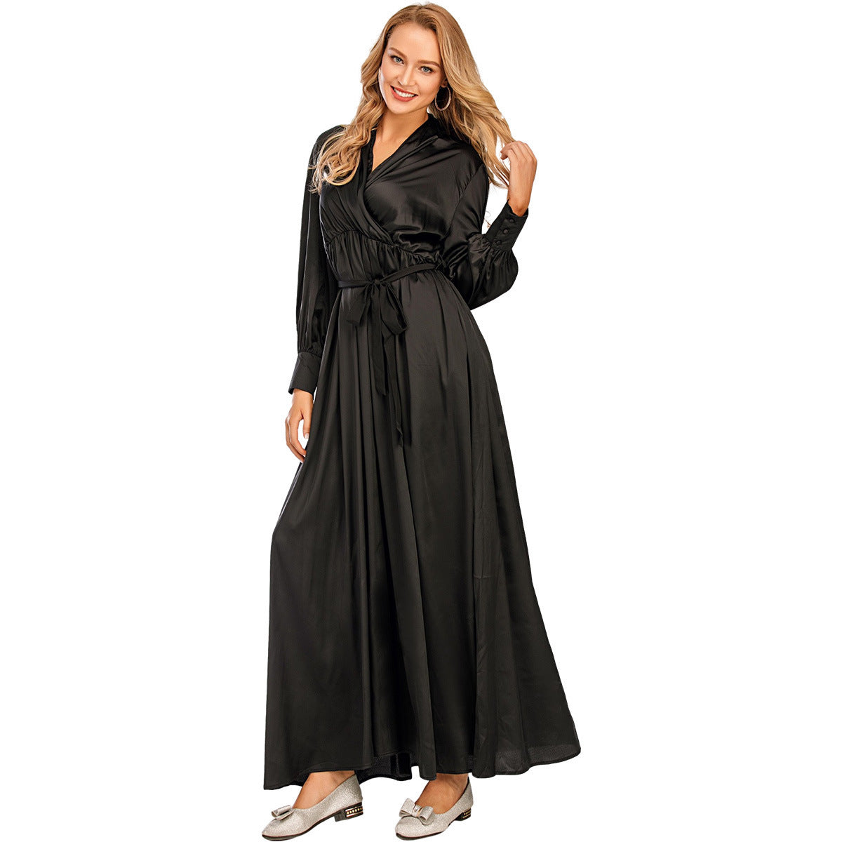 Fashion Women's Long Dress V-Neck Dubai Islamic